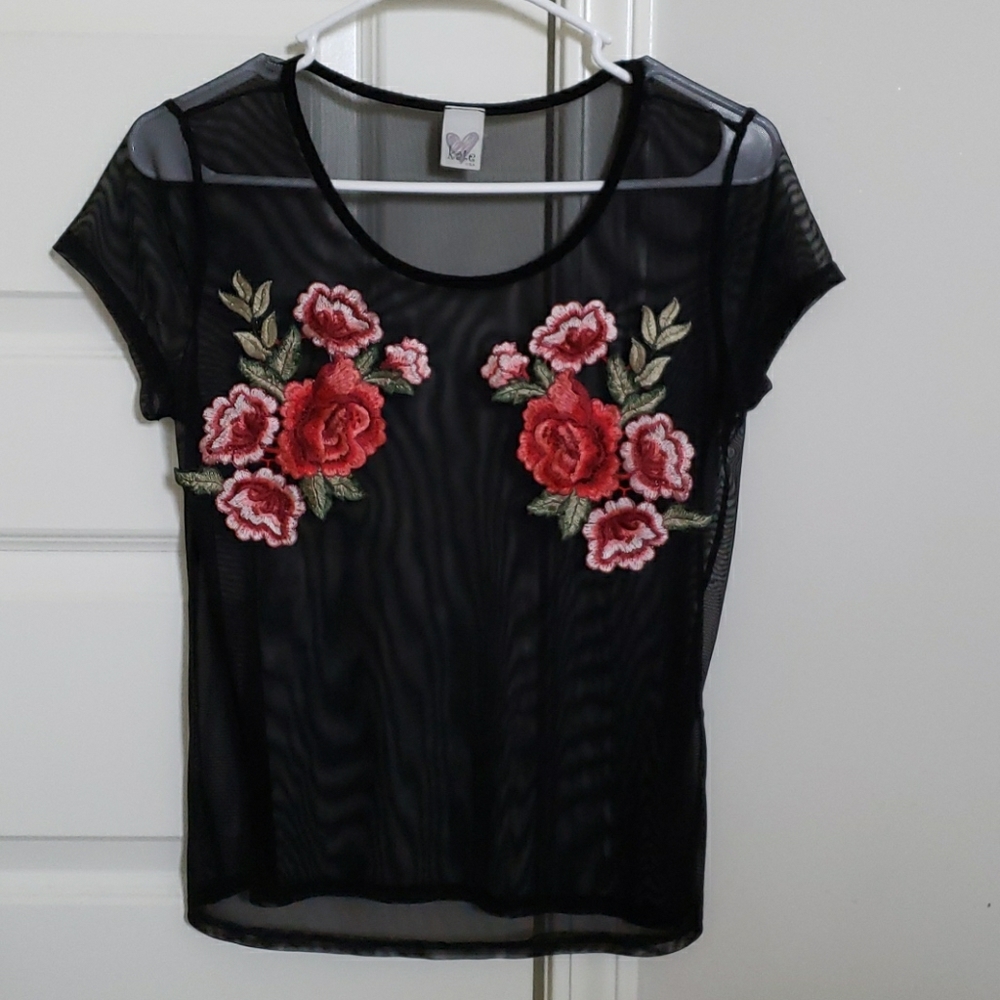Floral mesh shirt